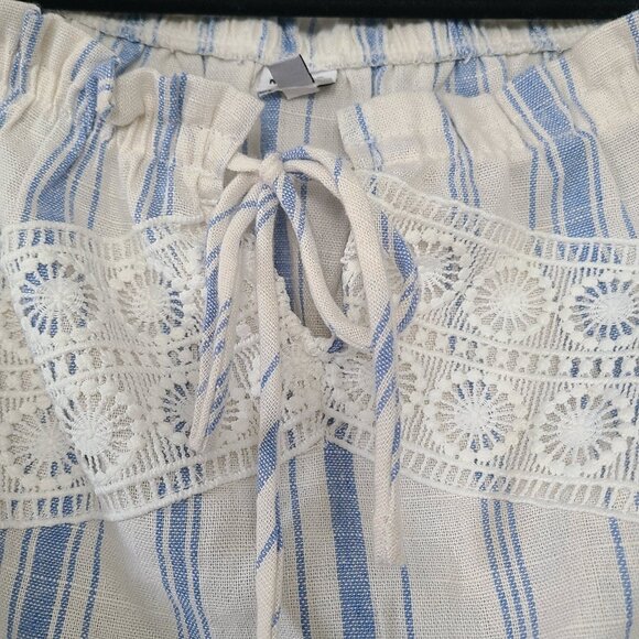 Haute Monde Crop Cotton Linen Blend Puff Sleeve Top Coquette Cottagecore Small - Picture 7 of 8